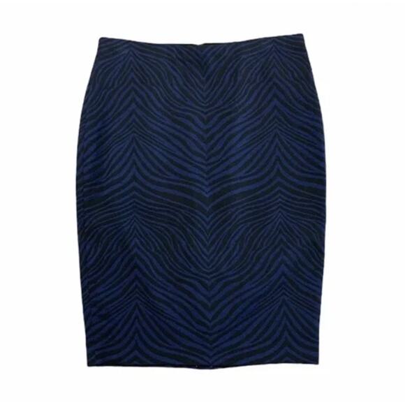 Ann Taylor blue and black zebra print pencil skirt Size 10 - Picture 1 of 4